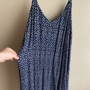 Navy Floral High-Low Shift Dress